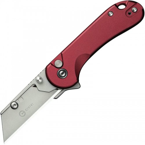 CIVIVI Elementum Utility Button Lock Knife - 2.26" 6Cr Replaceable Utility Blade, Red Aluminum Handle