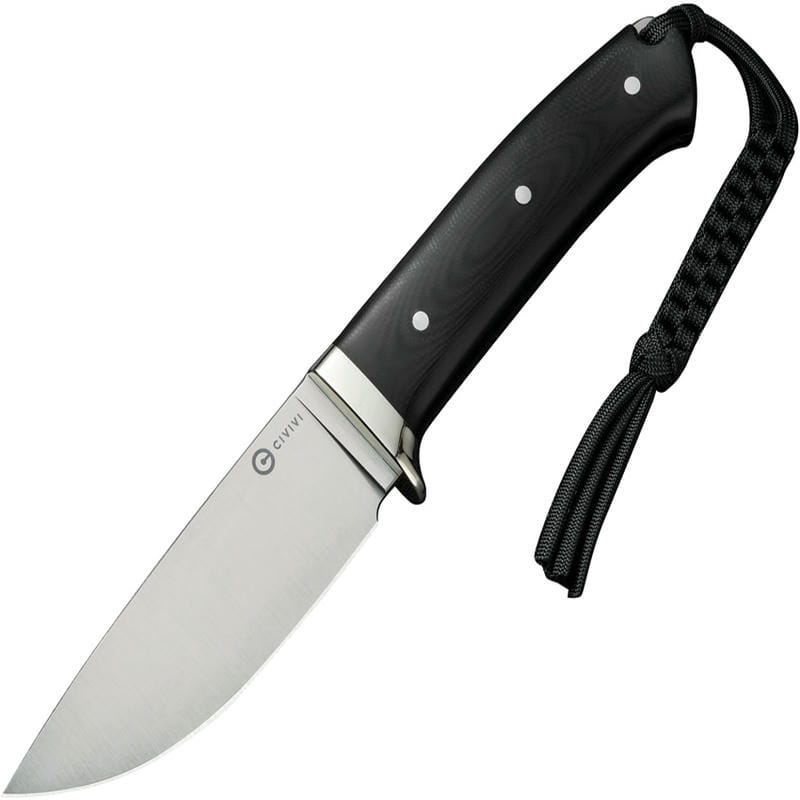 CIVIVI Cloud Peak Fixed Blade Knife - 4.6" Nitro-V Blade Contoured Black G10 Handle