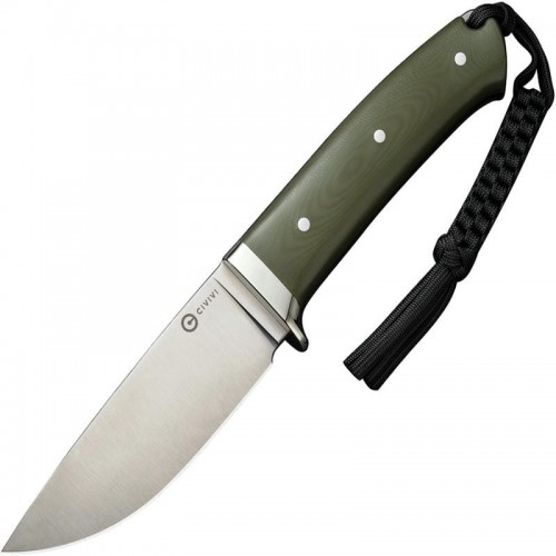 CIVIVI Cloud Peak Fixed Blade Knife - 4.6" Nitro-V Blade Contoured Green G10 Handle