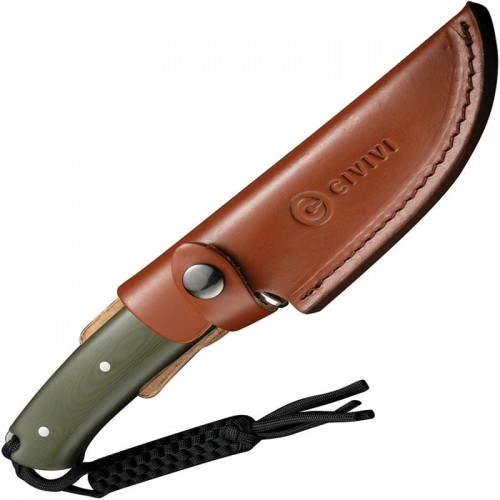CIVIVI Cloud Peak Fixed Blade Knife - 4.6" Nitro-V Blade Contoured Green G10 Handle