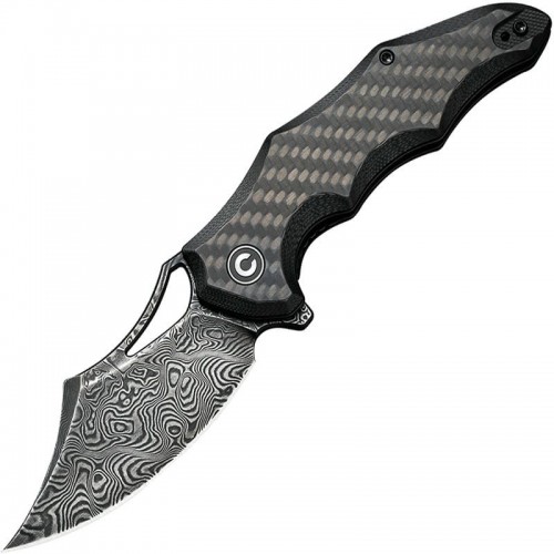 CIVIVI Chiro Pocket Knife - 3.1" Damascus Blade Milled Black G10 Handle