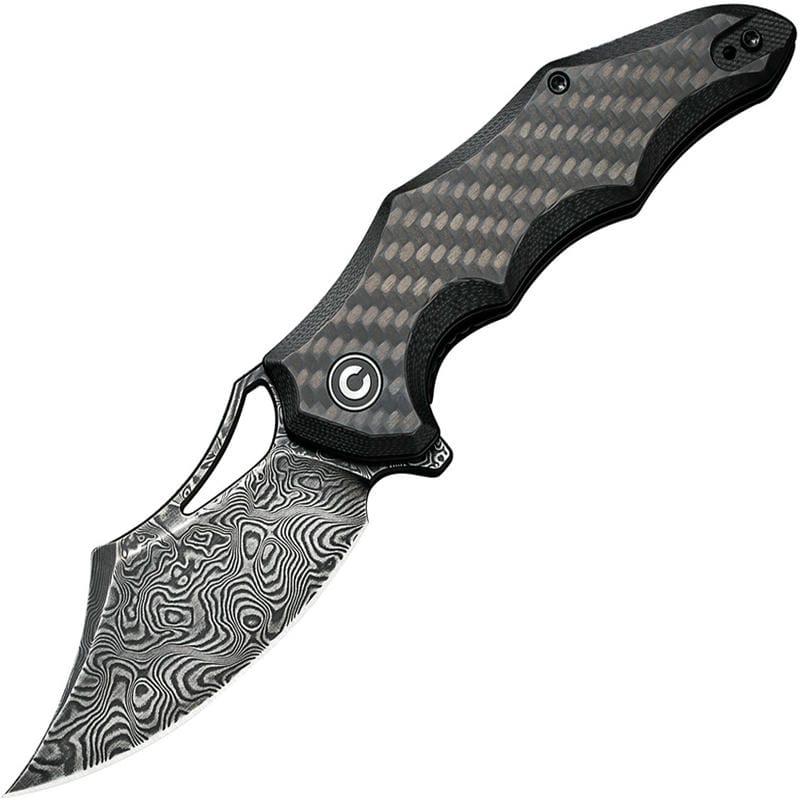 CIVIVI Chiro Pocket Knife - 3.1" Damascus Blade Milled Black G10 Handle