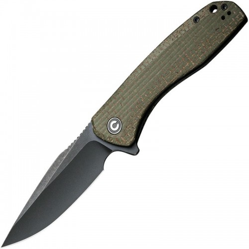 CIVIVI Baklash Knife - 3.5" 9Cr18MoV Stainless Steel Blade Coarse Green Micarta Handle