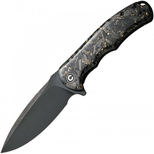 CIVIVI Praxis Knife - 3.75" 9Cr18MoV Stainless Steel Blade Golden Shred Carbon Fibre Handle