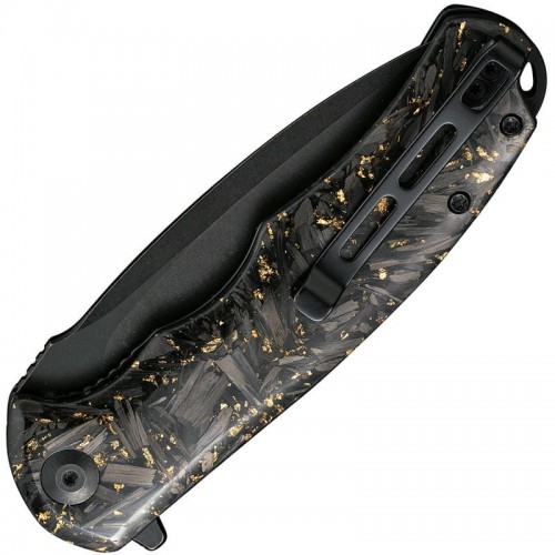 CIVIVI Praxis Knife - 3.75" 9Cr18MoV Stainless Steel Blade Golden Shred Carbon Fibre Handle