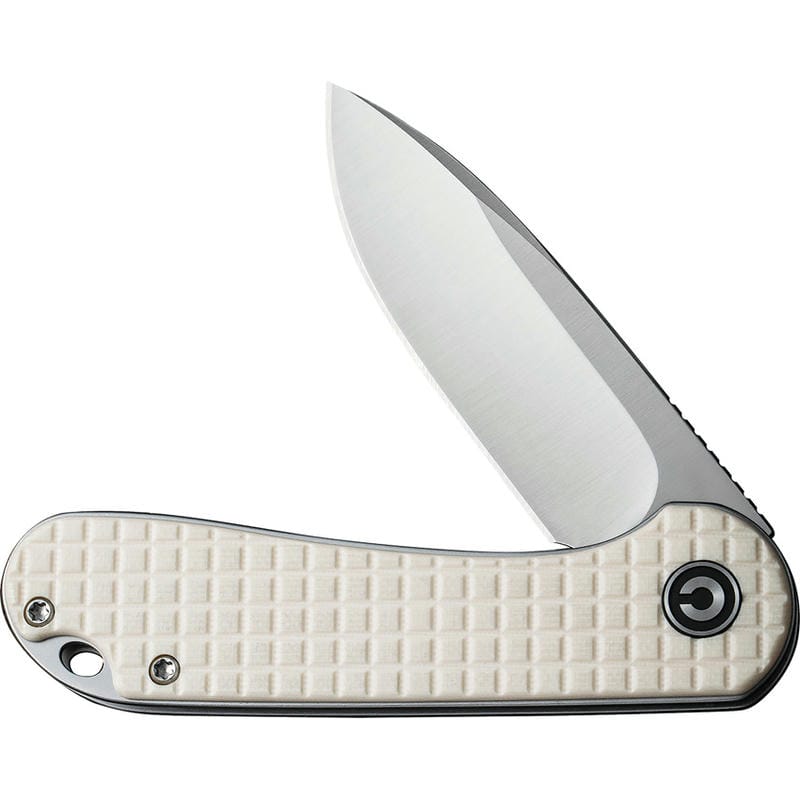 CIVIVI Elementum Knife - 2.96" D2 Satin Blade Ivory Frag G10 Handle Liner Lock