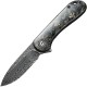 CIVIVI Knives Elementum Knife - 2.96" Damascus Blade Contoured Gold Shred CF Handle