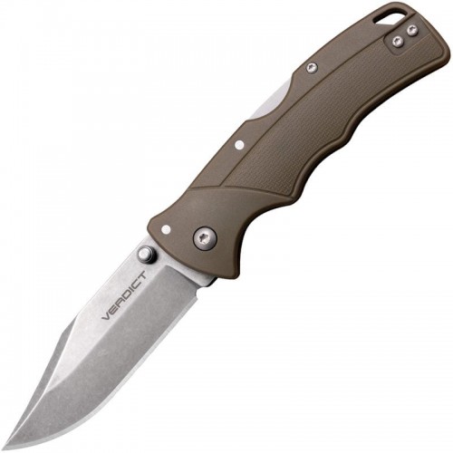 Cold Steel Verdict Folding Knife Flat Dark Earth - 3" 4116 Stainless Steel Blade Flat Dark Earth GFN Handle