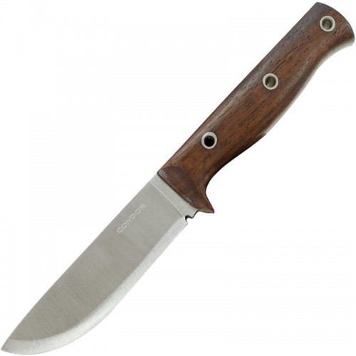 Condor Swamp Romper Knife - 4.5" Carbon Steel Blade Walnut Handle Leather Sheath