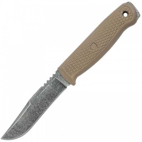 Condor Bushglider Fixed Blade Knife - 4.2" Carbon Steel Blade Desert Tan Handle and Sheath