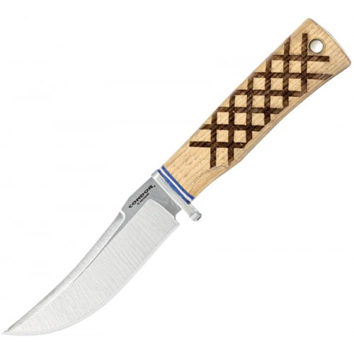 Condor Woodspirit Hiker Fixed Blade Knife - 4.12" 14C28N Blade American Hickory Wood Handle Leather Sheath