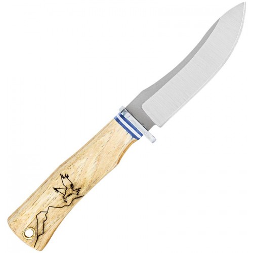 Condor Woodspirit Tracker Fixed Blade Knife - 4.12" 14C28N Skinner Blade American Hickory Wood Handle Leather Sheath
