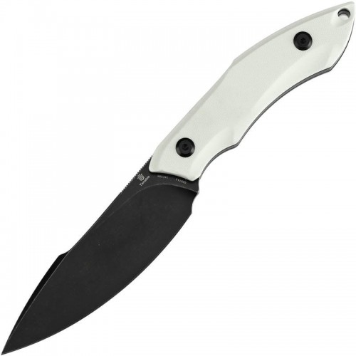 Tenable Knives Luccio Fixed Blade Knife - 3.81" 14C28N Black Stonewashed Harpoon Blade White G10 Handle