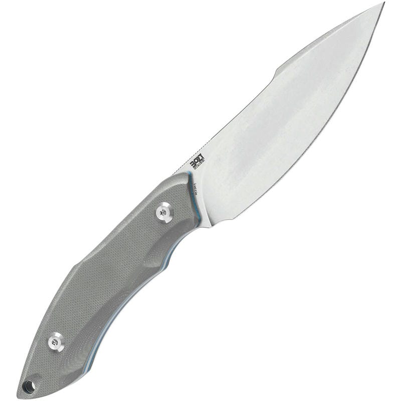Tenable Knives Luccio Fixed Blade Knife - 3.81" 14C28N Stonewashed Harpoon Blade Grey G10 Handle