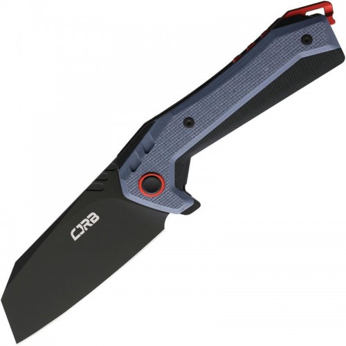 CJRB Tigris Knife - 3.5" AR-RPM9 Black PVD Cleaver Blade Blue and Black G10 Handle