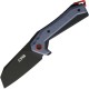 CJRB Tigris Knife - 3.5" AR-RPM9 Black PVD Cleaver Blade Blue and Black G10 Handle