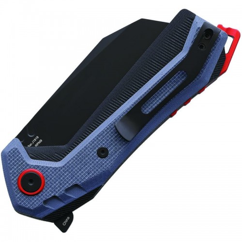 CJRB Tigris Knife - 3.5" AR-RPM9 Black PVD Cleaver Blade Blue and Black G10 Handle