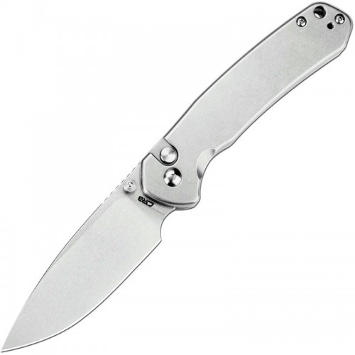 CJRB Pyrite Folding Knife - 3.1" Stonewashed DP Blade Stonewashed Steel Handle