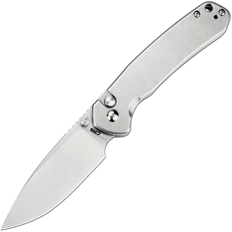 CJRB Pyrite Folding Knife - 3.1" Stonewashed DP Blade Stonewashed Steel Handle