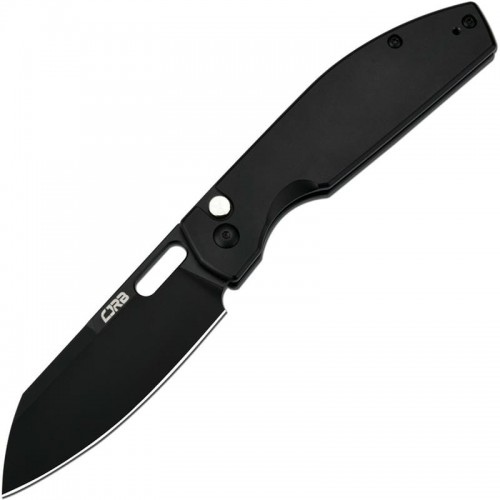 CJRB Ekko Button Lock Knife - 3.23" AR-RPM9 Black Sheepsfoot Blade Black Stainless Steel Handle