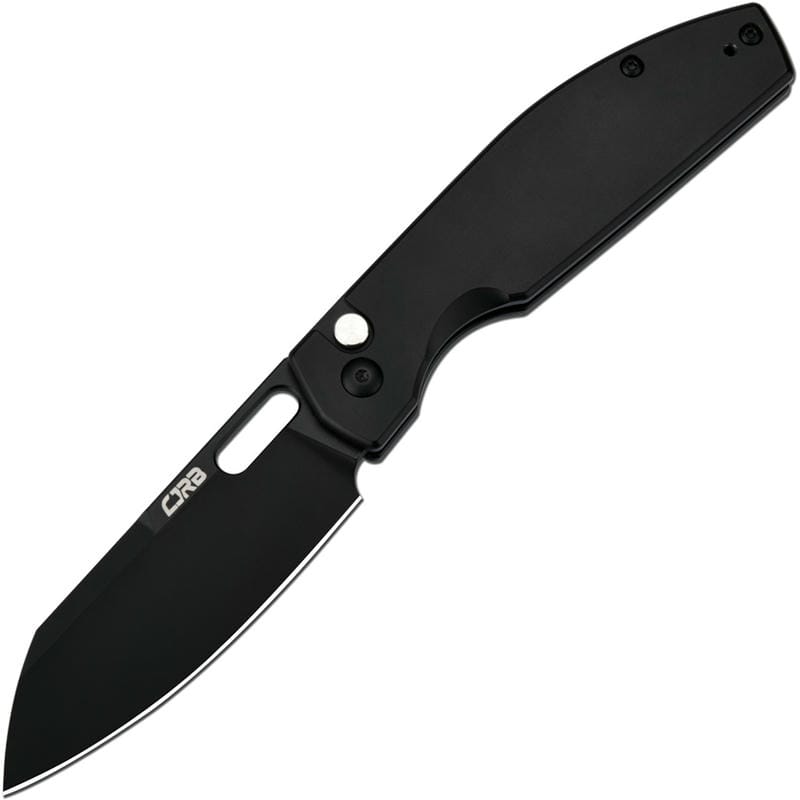 CJRB Ekko Button Lock Knife - 3.23" AR-RPM9 Black Sheepsfoot Blade Black Stainless Steel Handle