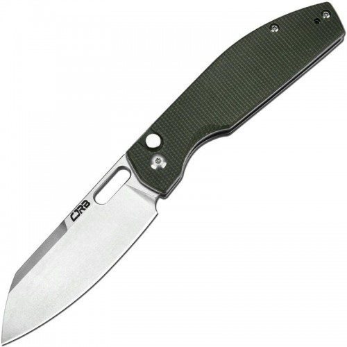 CJRB Ekko Button Lock Knife - 3.23" AR-RPM9 Sheepsfoot Blade Green Micarta Handle