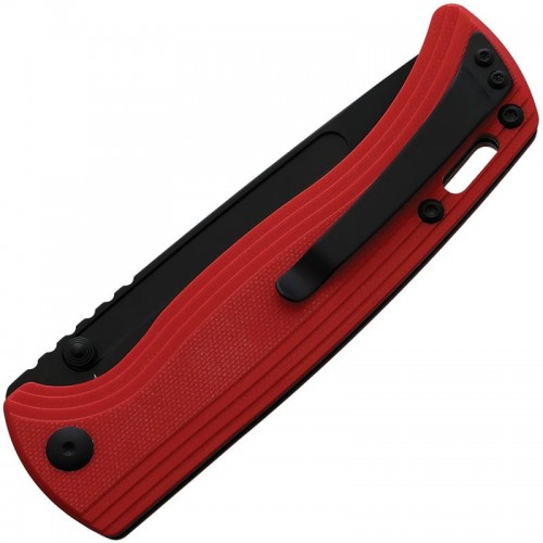 CJRB Resource Folding Knife - 4.18" AR-RPM9 Black PVD DP Blade Red G10 Handle