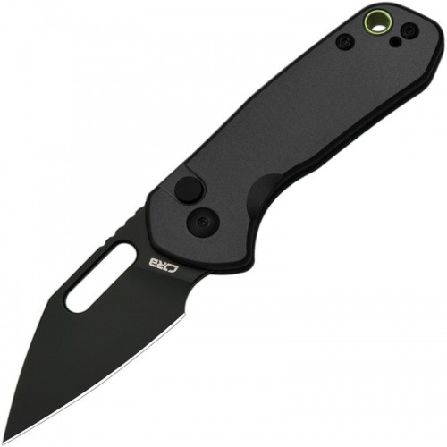 CJRB Mini Pyrite Folding Knife - 2.17" AR-RPM9 Black Wharncliffe Blade Black Handle Button Lock