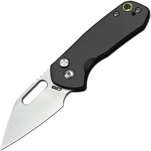 CJRB Mini Pyrite Folding Knife - 2.17" AR-RPM9 Wharncliffe Blade Black Handle Button Lock