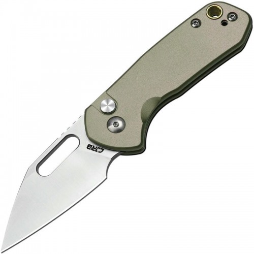 CJRB Mini Pyrite Folding Knife - 2.17" AR-RPM9 Wharncliffe Blade Green Handle Button Lock