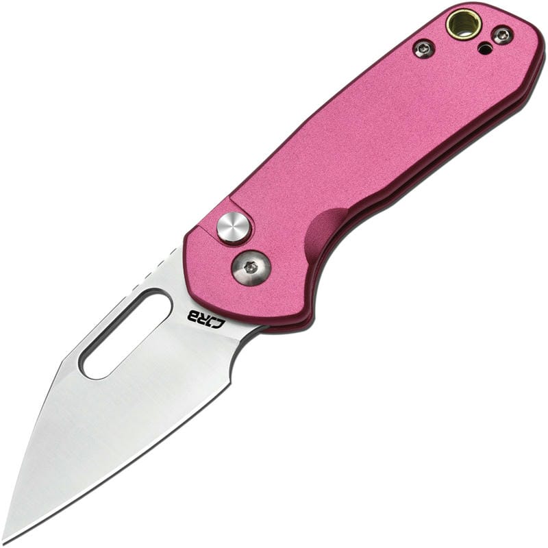 CJRB Mini Pyrite Folding Knife - 2.17" AR-RPM9 Wharncliffe Blade Pink Handle Button Lock