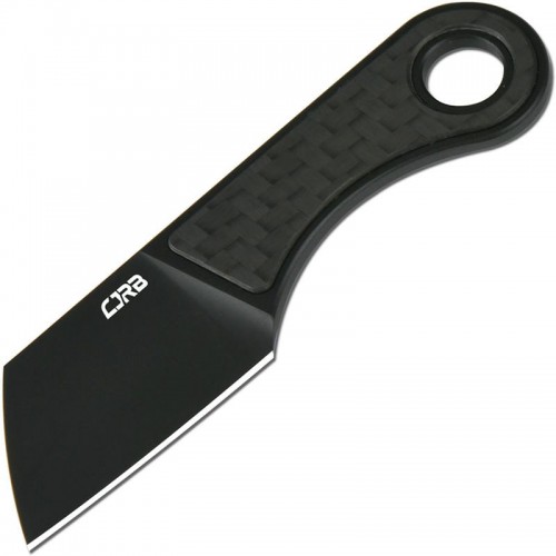 CJRB Chip Fixed Blade Neck Knife - 1.23" AR-RPM9 Black PVD Cleaver Blade CF Handle