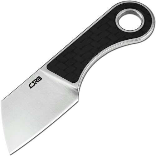 CJRB Chip Fixed Blade Neck Knife - 1.23" AR-RPM9 Sand Polished Cleaver Blade Carbon Fibre Handle