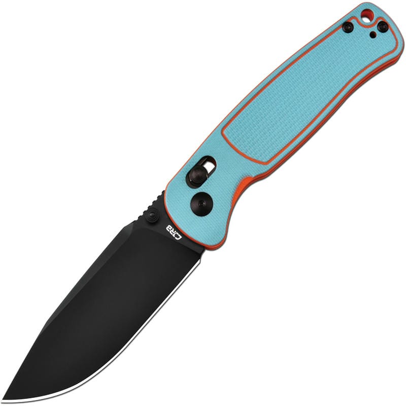 CJRB Shale Folding Knife - 3.15" AR-RPM9 Black PVD Blade Blue and Orange G10 Handle