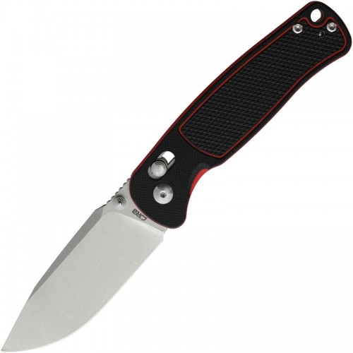 CJRB Shale Folding Knife - 3.15" AR-RPM9 Stonewashed Blade Black and Red G10 Handle