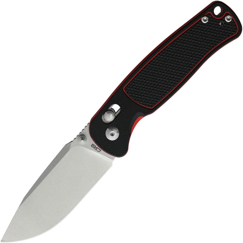 CJRB Shale Folding Knife - 3.15" AR-RPM9 Stonewashed Blade Black and Red G10 Handle