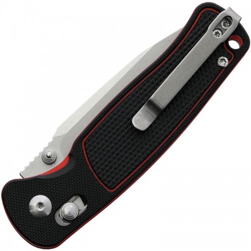 CJRB Shale Folding Knife - 3.15" AR-RPM9 Stonewashed Blade Black and Red G10 Handle
