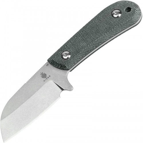 Kizer Deckhand Fixed Blade Knife - 2.95" D2 Sheepsfoot Blade Black Micarta Handle
