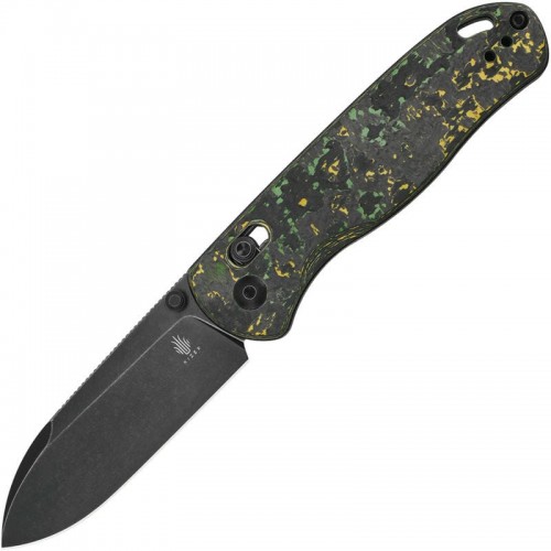 Kizer Drop Bear Folding Knife - 2.99" CPM-20CV Black Stonewashed Blade Toxic Storm FatCarbon Handle