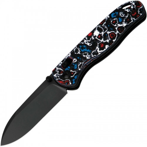 Kizer Drop Bear Folding Knife - 2.99" CPM-S45VN Black DLC Blade Nebula Fat Carbon Handle