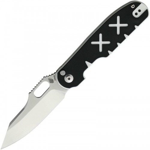 Kizer Cormorant Pocket Knife - 3.23" S35VN Satin CP Blade Black and White G10 X-Pattern Handle