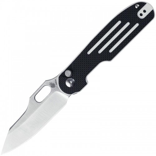 Kizer Cormorant Pocket Knife - 3.23" S35VN Satin CP Blade Black and White G10 Line Handle
