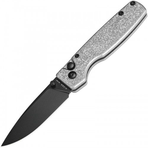 Kizer Original (XL) Button Lock Folding Knife - 3.25" CPM-S35VN Black DP Blade Snowflake Titanium Handle