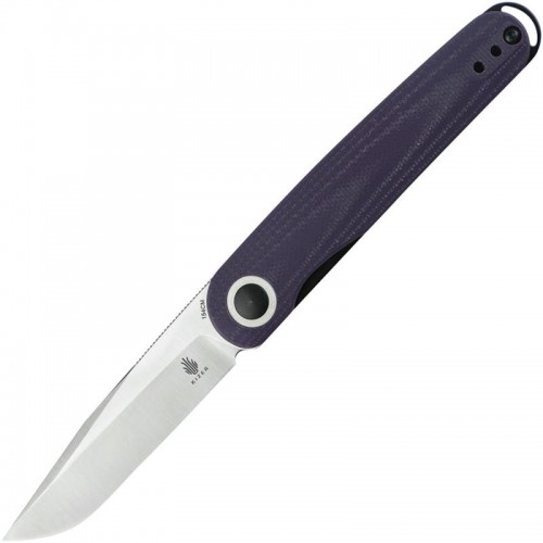 Kizer Squidward Folding Knife - 2.81" 154CM Satin Clip Point Blade Purple G10 Handle