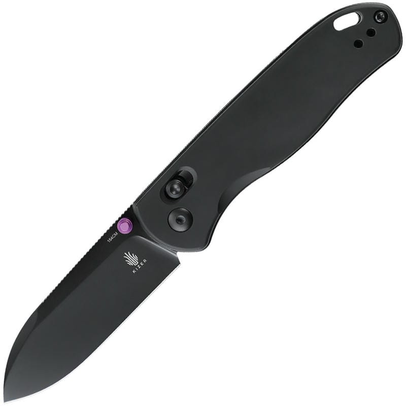 Kizer Drop Bear Folding Knife - 2.97" 154CM Black Blade Black Aluminum Handle