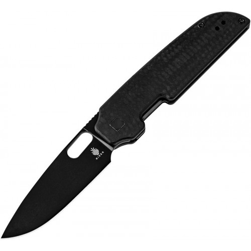 Kizer Varatas Folding Knife - 3.24" Nitro-V Black Blade Milled G10 Black Handle