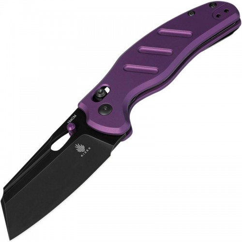 Kizer Vanguard Sheepdog C01C Clutch Lock Folding Knife - 3.15" 154CM Black Stonewashed Blade Purple Aluminum Handle