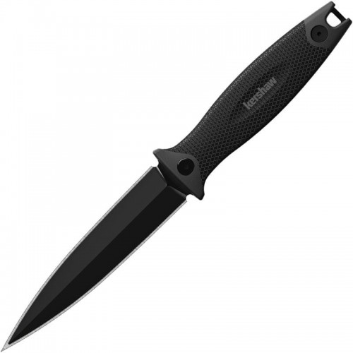 Kershaw 4007 Secret Agent Boot Knife 4.4" Black Blade, Black GFN Handles, Molded Sheath