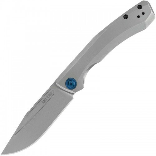 Kershaw 7020 Highball XL KVT Folding Knife 3.3" Bead Blasted Clip Point Blade, Stainless Steel Handles