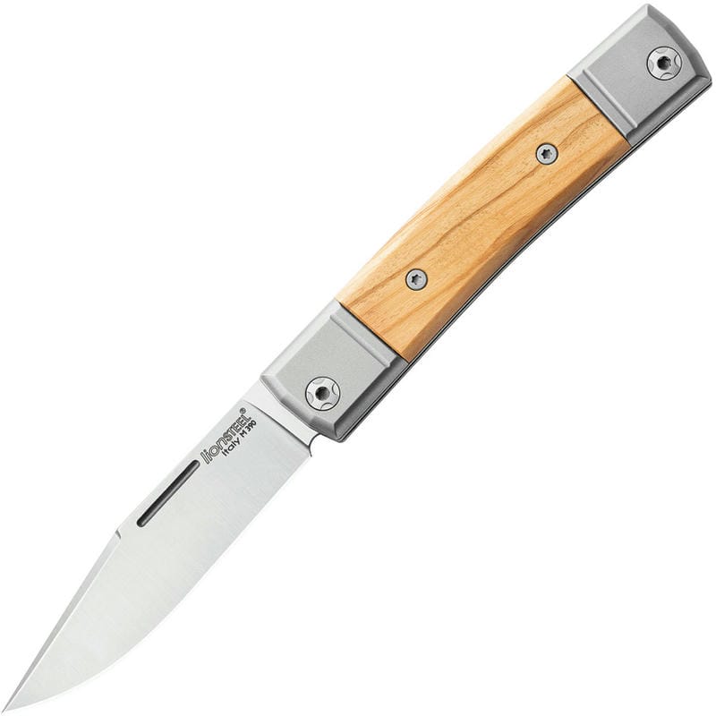 LionSteel bestMAN BM1 UK EDC Folding Knife - 2.8" Blade Olive Wood Handle